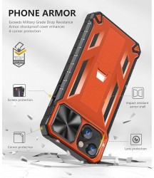 Phone Case Design for iPhone 13 iPhone14 Case with Stand: iPhone 13 iPhone14 Cover with Kickstand | Shockproof Military Grade Protective Cell Phone Case | TPU Durable Rugged Bumper Textured Matte Hybrid Design Orange