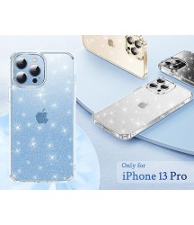 Phone Case Design Crystal Clear Designed for iPhone 13 Pro Case, [Not Yellowing] [Military Drop Protection] Shockproof Protective Phone Case 6.1 inch 2021 Clear Glitter Glitter