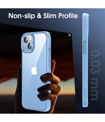 Phone Case Design Crystal Clear Designed for iPhone 15 Plus/ 14 Plus Case, [Not Yellowing] [Military Grade Drop Protection] Shockproof Protective Phone Case 6.7 inch 2023 (Light Blue) Light Blue