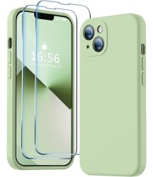 Phone Case Design Compatible with iPhone 13 Case, Premium Silicone Upgraded [Camera Protection] [2 Screen Protectors] [Soft Anti-Scratch Microfiber Lining] Phone Case for iPhone 13 6.1 inch - Matcha Fluorescent Green