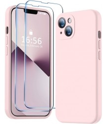 Phone Case Design Compatible with iPhone 13 Case, Premium Silicone Upgraded [Camera Protection] [2 Screen Protectors] [Soft Anti-Scratch Microfiber Lining] Phone Case for iPhone 13 6.1 inch - Chalk Pink Chalk Pink