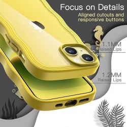 Phone Case Design  Cute Case for iPhone 14 6.1-Inch, Wave Frame Curly Shape Shockproof Phone Cover for Women and Girls, Clear Hard PC Back Yellow 